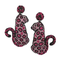Allie Beads Pink Leopard Earrings