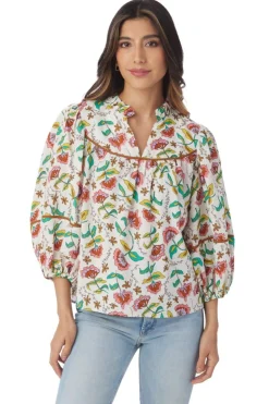 Crosby By Mollie Burch Rosie Top Woodcut Floral