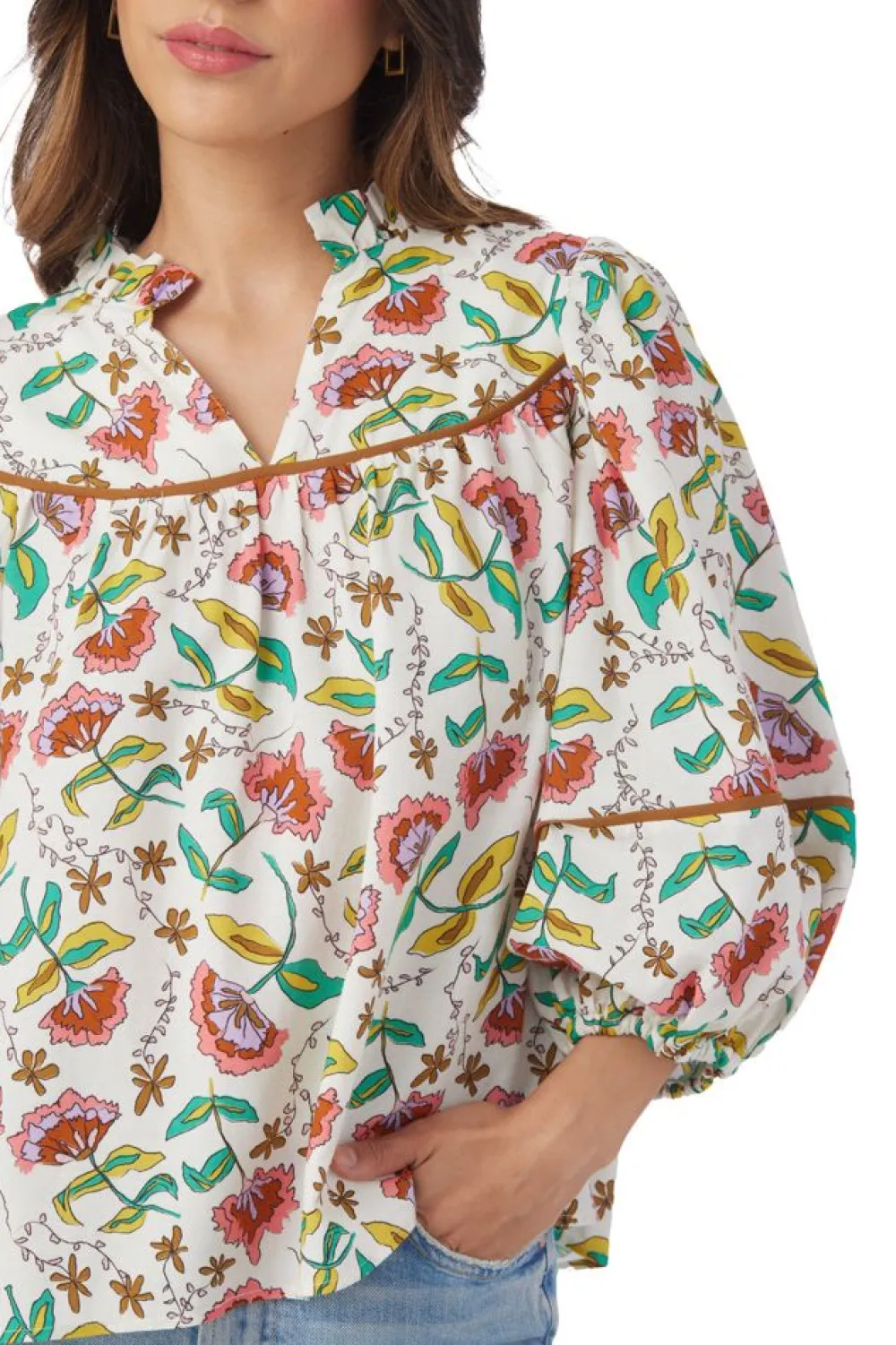 Crosby By Mollie Burch Rosie Top Woodcut Floral
