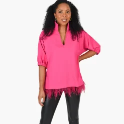 Emily McCarthy Poppy Top Fuchsia Feather