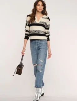 Heartloom Joy Sweater In Ivory Stripe