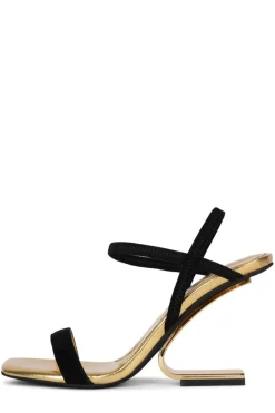 Jeffrey Campbell Geometric Black Suede Gold