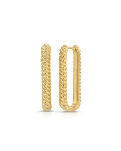 Jurate LA Effie Square Texture Hoop Earrings