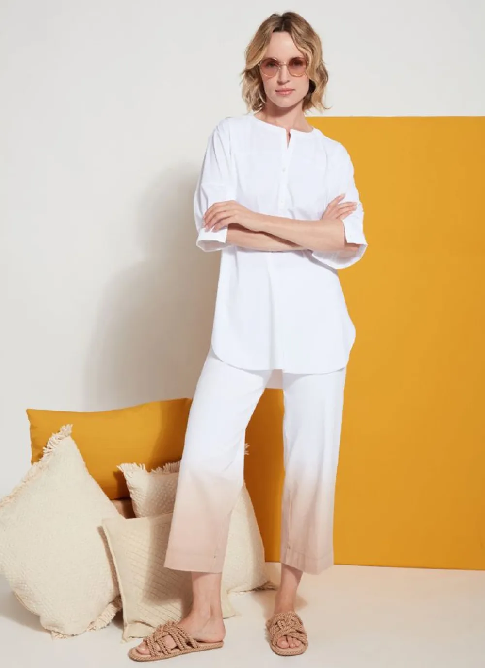 Lysse Dip Dye Ombre Wide Leg Crop