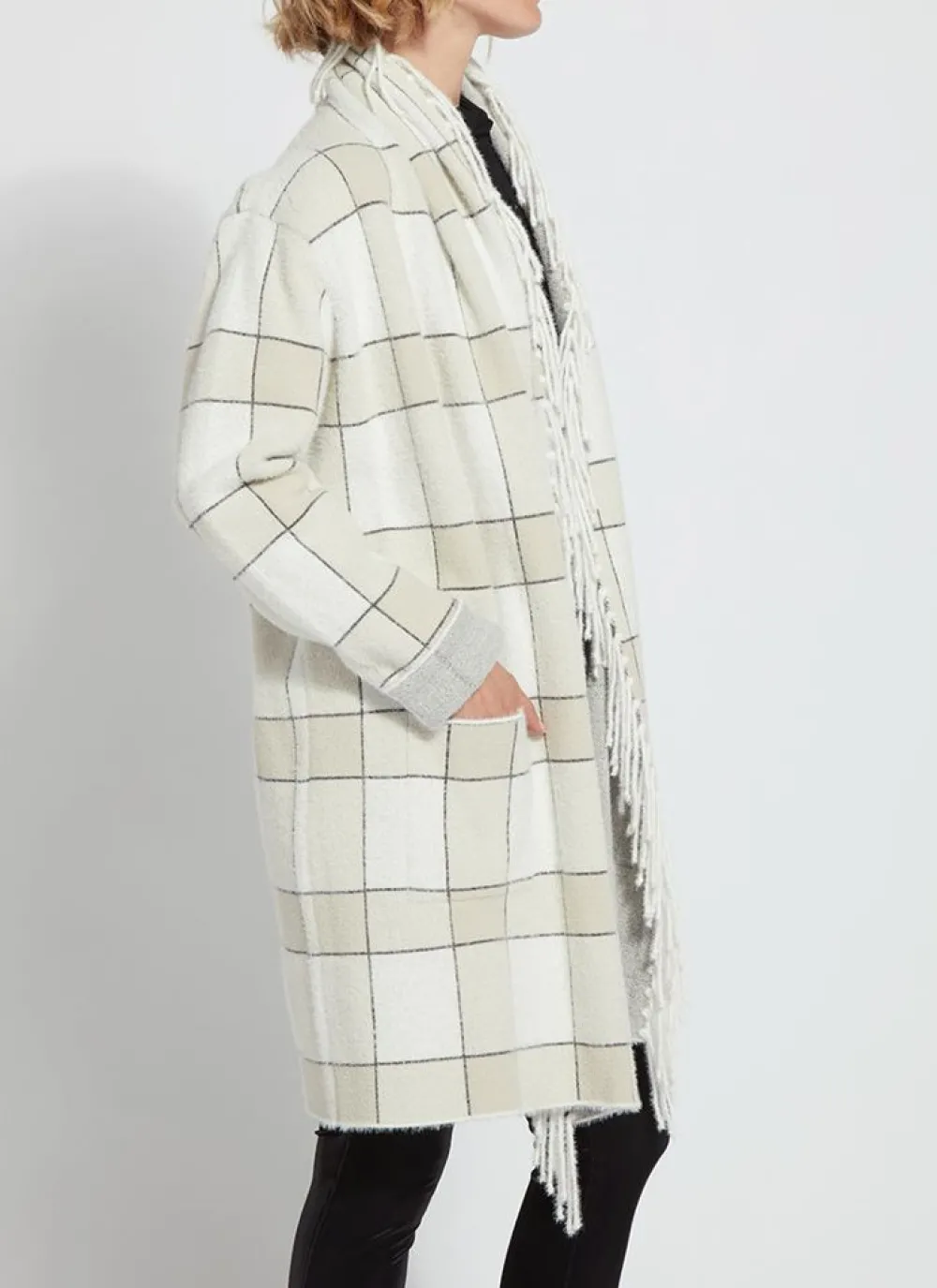 Lysse Mystic Fringe Sweater Coat Winterland Plaid