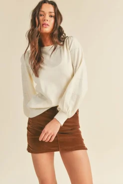 &Merci &Merci Pointelle Puff Sleeve Sweater