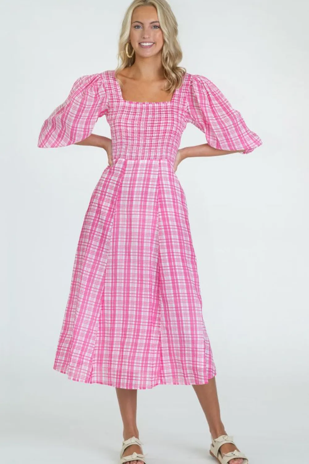 Olivia James the Label Bridget Dress Country Plaid Pink