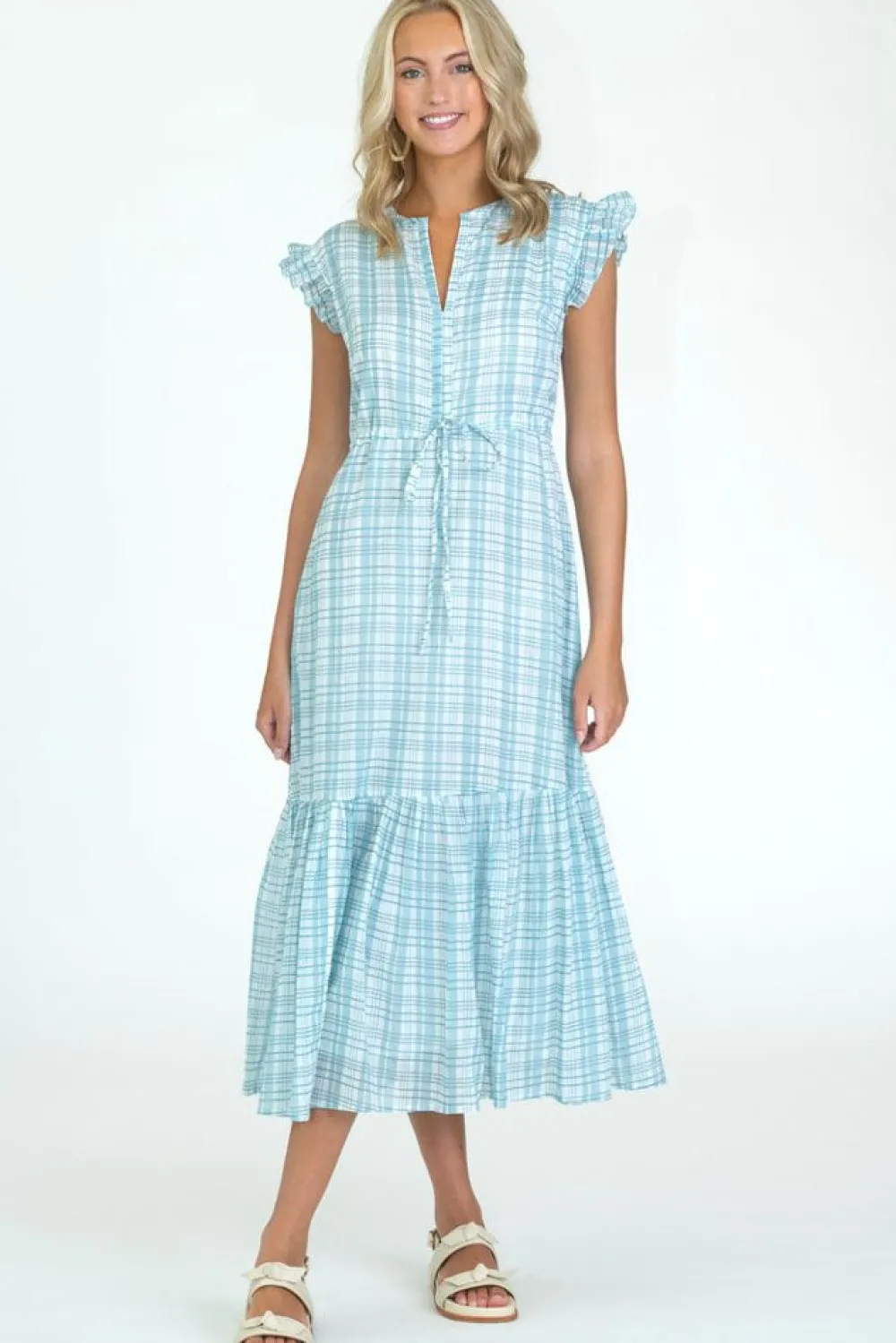 Olivia James the Label Delia Dress Country Plaid Blue