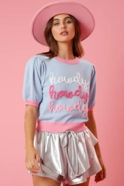 Peach Love California Howdy Embroidery Sweater