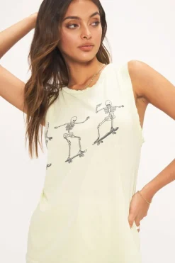 Project Social T Skeleton Skate Tank Lime Cream