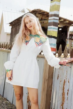 Queen of Sparkles Abstract Sequin Collar Cotton Dress