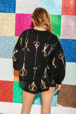 Queen of Sparkles Black Scissor Sweatshirt