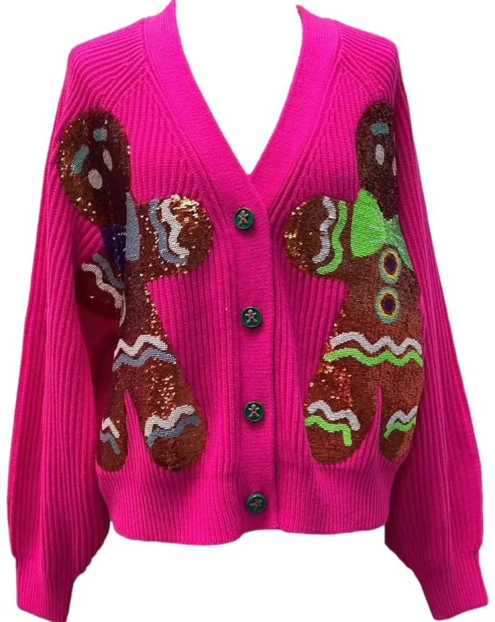 Queen of Sparkles Gingerbread Hot Pink Cardigan
