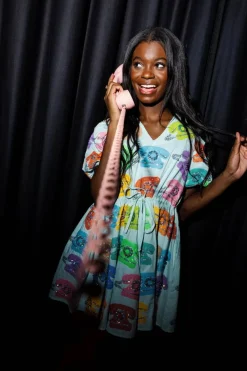 Queen of Sparkles Light Bluephone Collar Dress