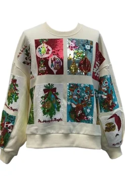 Queen of Sparkles White Christmas Card Sweatshirt