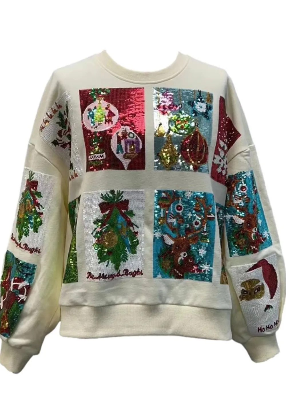 Queen of Sparkles White Christmas Card Sweatshirt