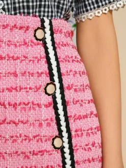 Sister Jane Dutch Tweed Mini Skirt - Flamingo Pink