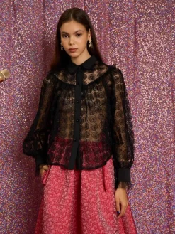 Sister Jane Medallion Rose Tulle Blouse