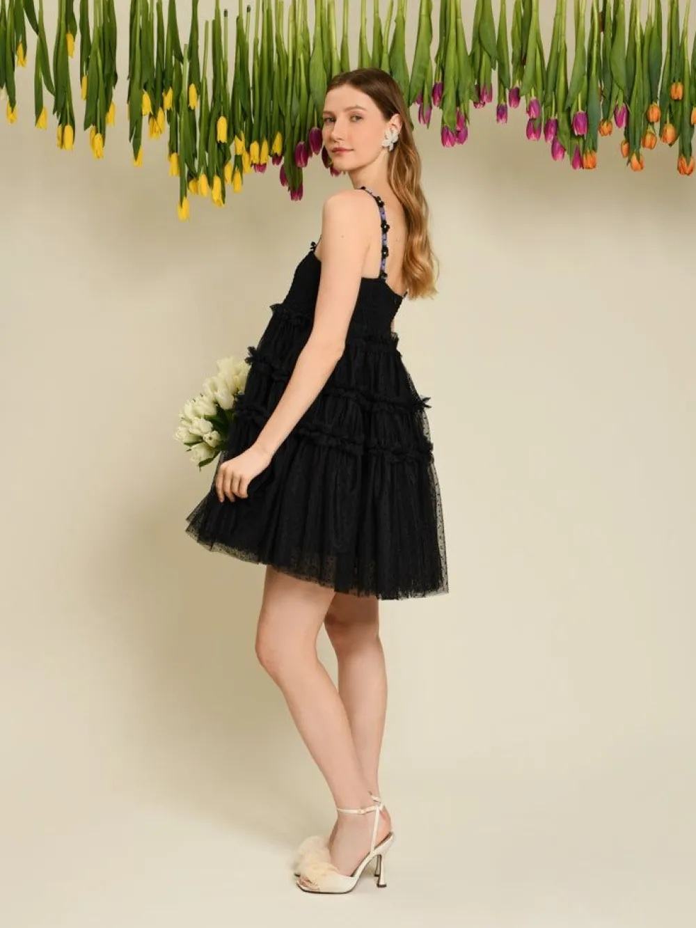 Sister Jane Sofie Spot Tulle Mini Dress - Black