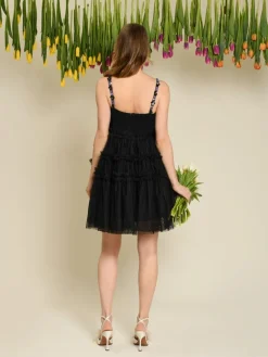 Sister Jane Sofie Spot Tulle Mini Dress - Black