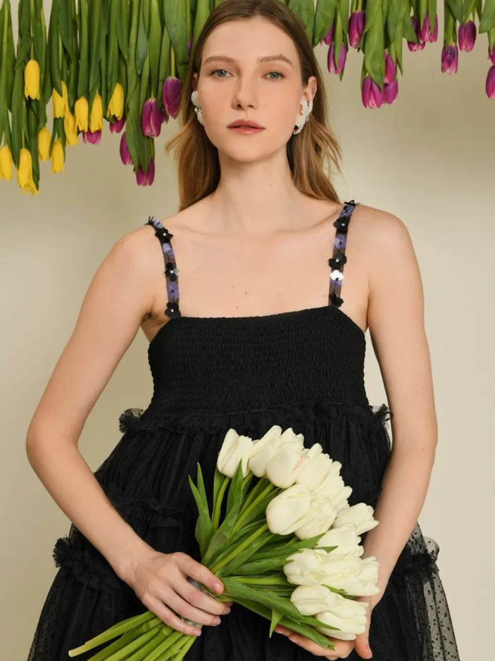 Sister Jane Sofie Spot Tulle Mini Dress - Black