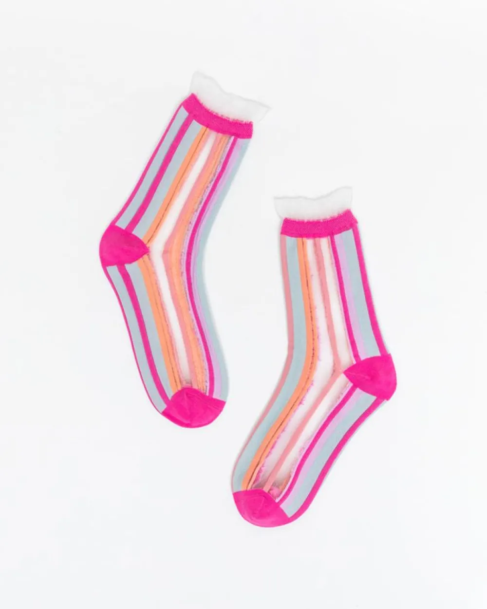 Sock Candy Candy Stripe Ruffle Crew Sock