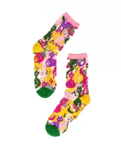 Sock Candy Dopamine Cats Sheer Crew Sock