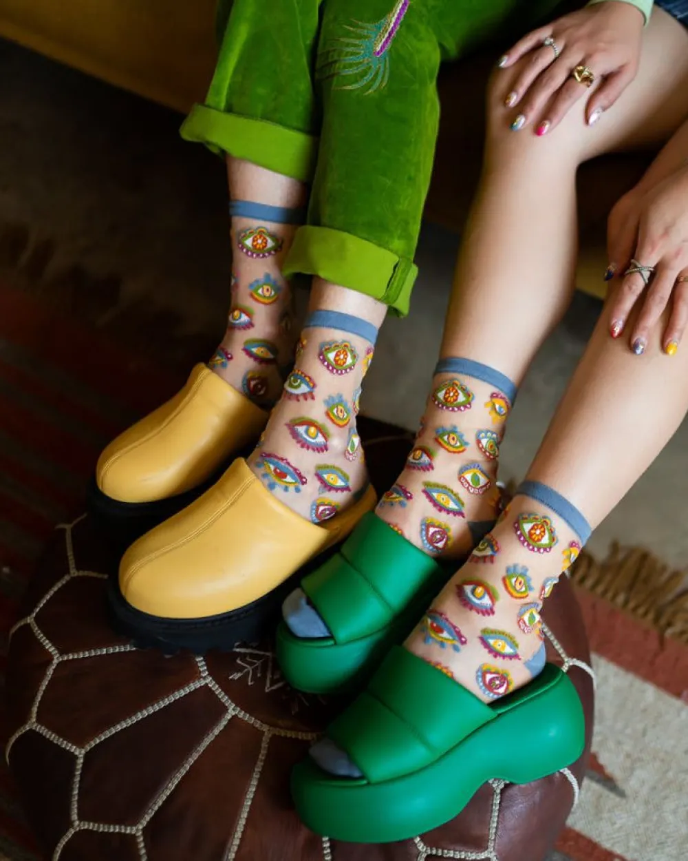 Sock Candy Evil Eye Sheer Crew Sock