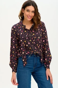 Sugarhill Brighton Camilla Pussybow Blouse Black Stars