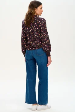 Sugarhill Brighton Camilla Pussybow Blouse Black Stars