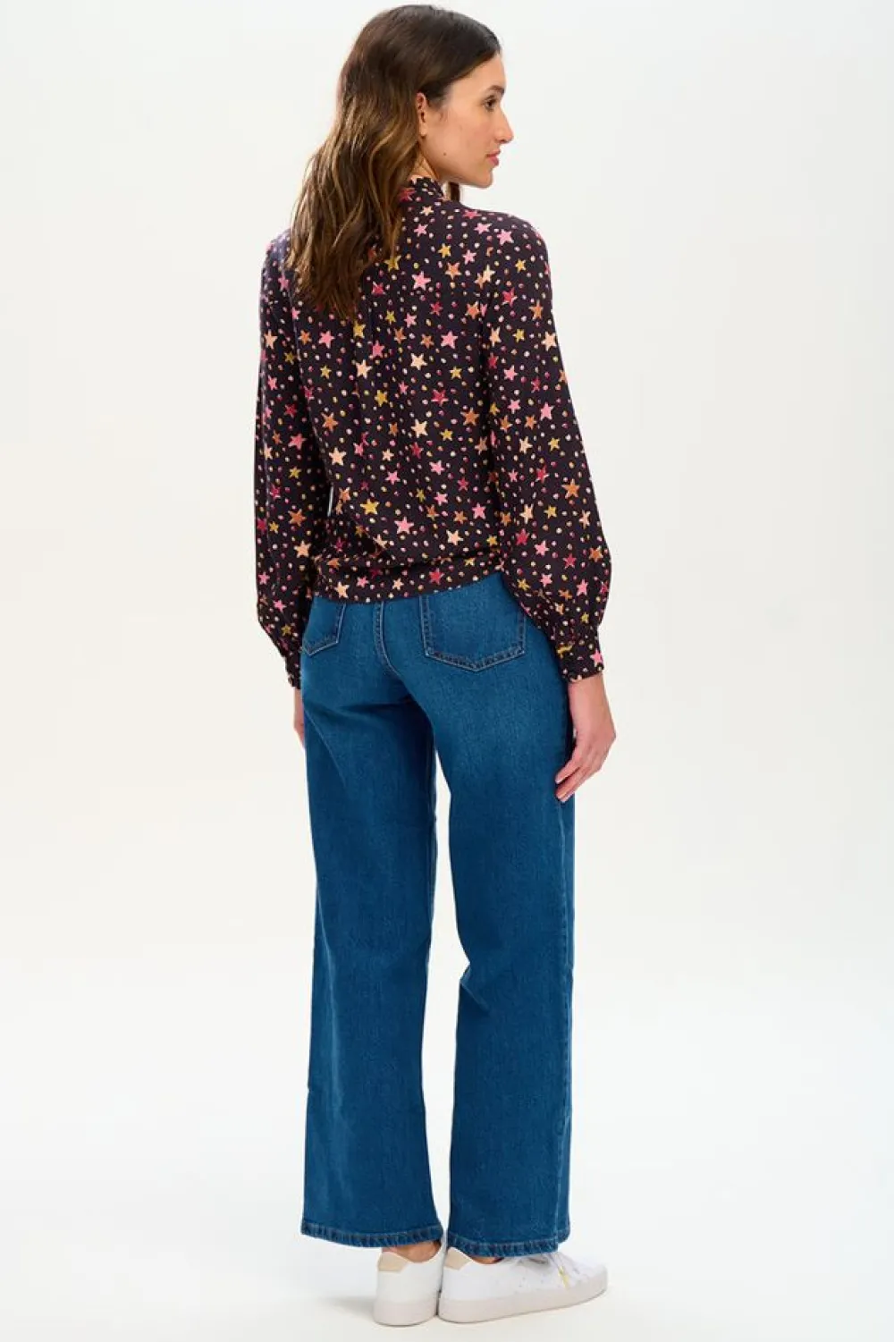 Sugarhill Brighton Camilla Pussybow Blouse Black Stars