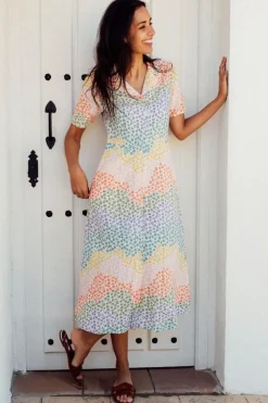 Sugarhill Brighton Eileen Midi Shirt Dress Animal Floral Waves