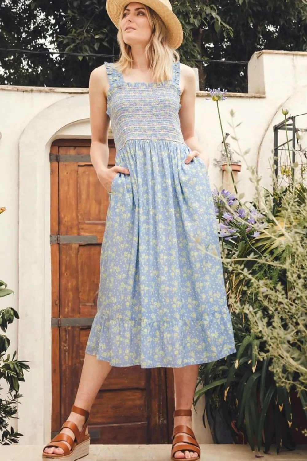 Sugarhill Brighton Ember Shirred Sundress Star Meadow