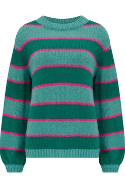 Sugarhill Brighton Essie Jumper - Green, Pink Highlight Stripes