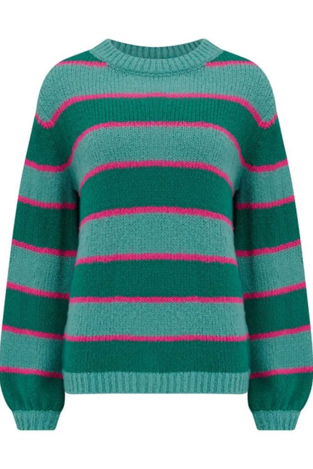 Sugarhill Brighton Essie Jumper - Green, Pink Highlight Stripes