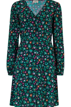 Sugarhill Brighton Natalia Tea Dress - Black/Multi, Star Leopard