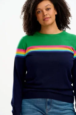Sugarhill Brighton Rita Jumper - Navy/Green, Rainbow Split