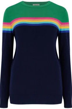 Sugarhill Brighton Rita Jumper - Navy/Green, Rainbow Split