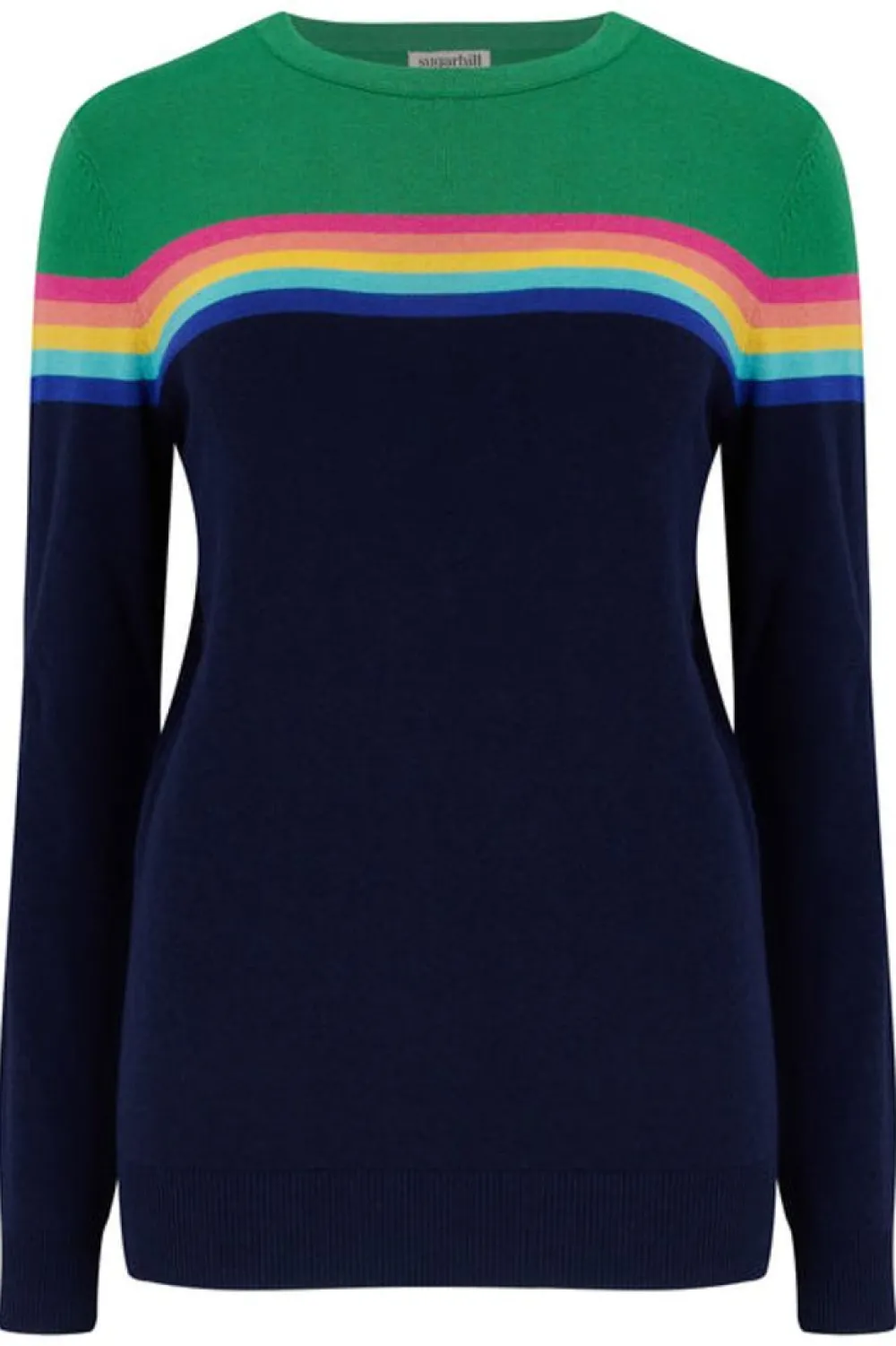Sugarhill Brighton Rita Jumper - Navy/Green, Rainbow Split